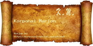 Korponai Marion névjegykártya
